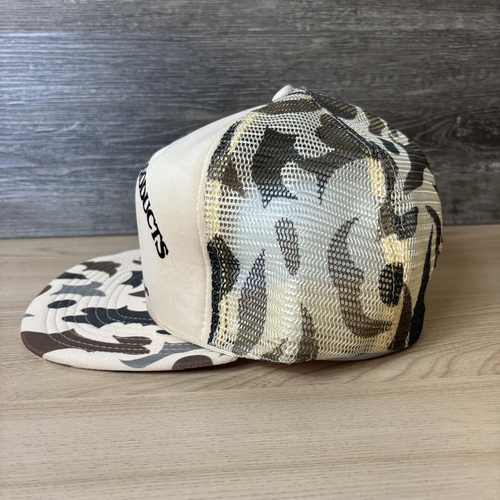 Vintage MOEN Scholzen Products Hat Cap Snap Back Tan Camo Trucker Mesh - Picture 4 of 9